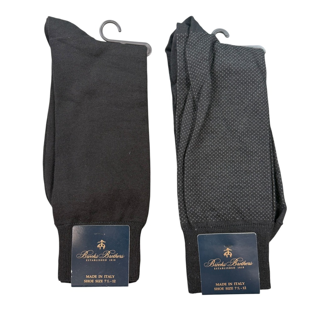 Brooks Brothers Mens 2-Pack Dress Socks Black Gray Patterned
